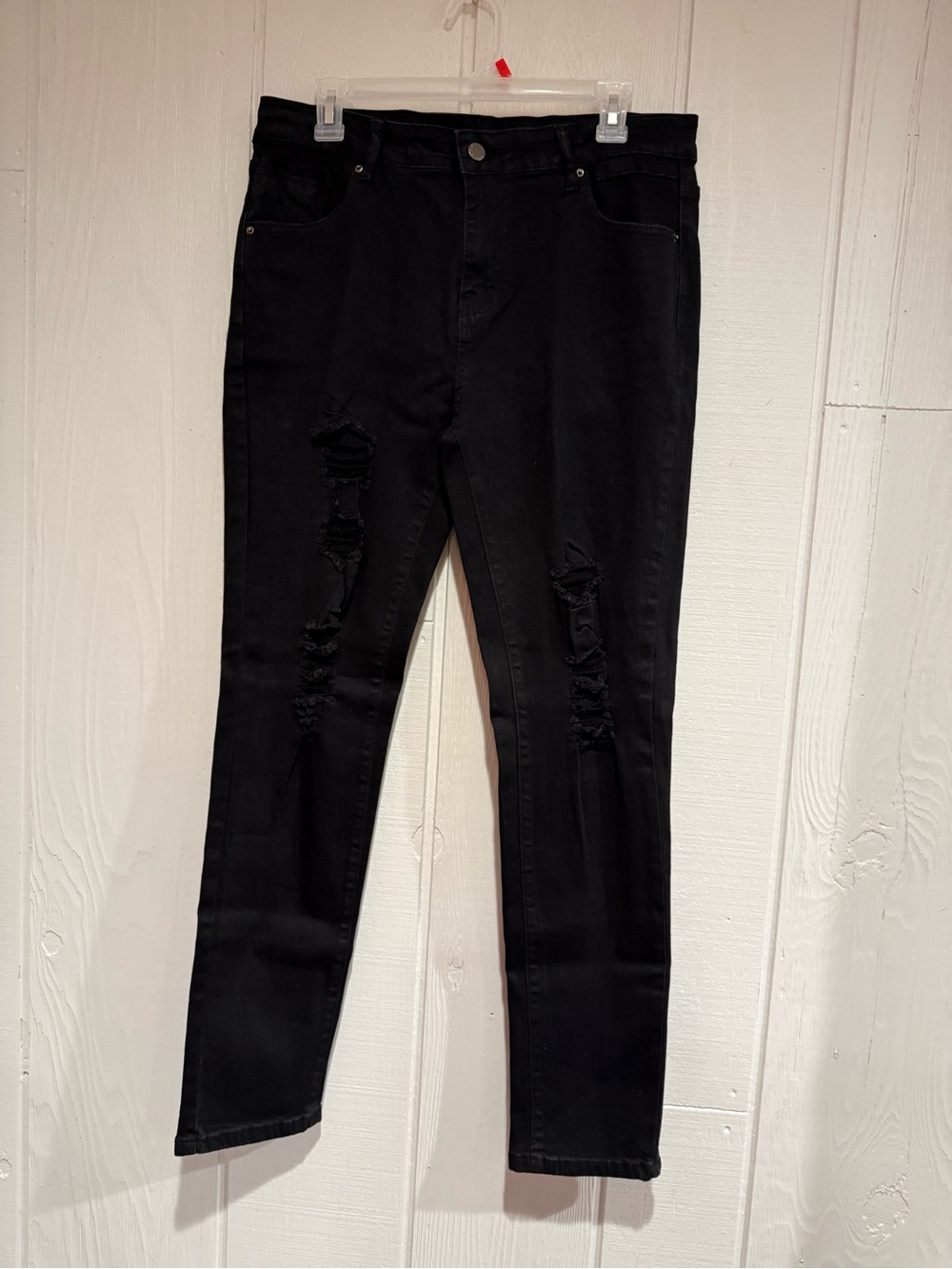 Roswear Black Distressed Skinny Jeans - Stretch Slim Fit